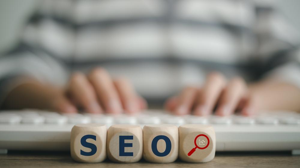 SEO Marketing Strategy and Wooden Cubes Concept